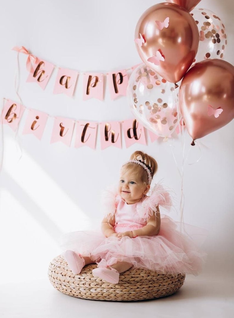 Baby Girl First Birthday Dress Pink Flower Girl Dress Tutu Etsy