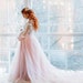 off shoulder dress for pregnancy photo props Blush bridal lace dress with train for pregnancy maternity wedding dress dress for pregnancy 