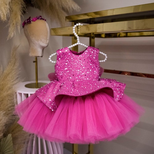 Pink Birthday Dress for Toddler Tutu Sequined Flower Girl Etsy