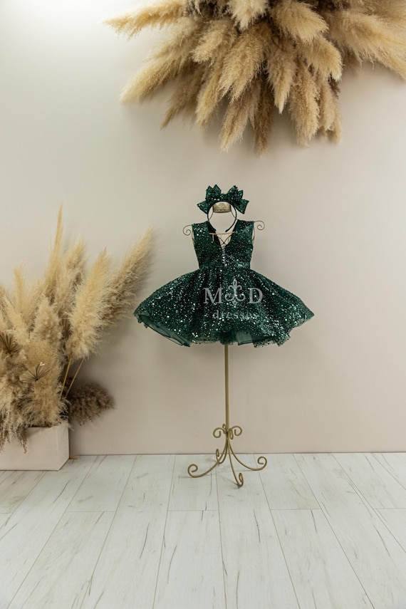 Emerald Green Shinning Birthday Dress, Flower Girl, Sequined Toddler Gown, Prom, Pageant Party Dress, Special Occasion, Baby Xmas Holiday Emerald Green Shinning Birthday Dress, Flower Girl, Sequined Toddler Gown, Prom, Pageant Party Dress, Special Occasion, Baby Xmas Holiday