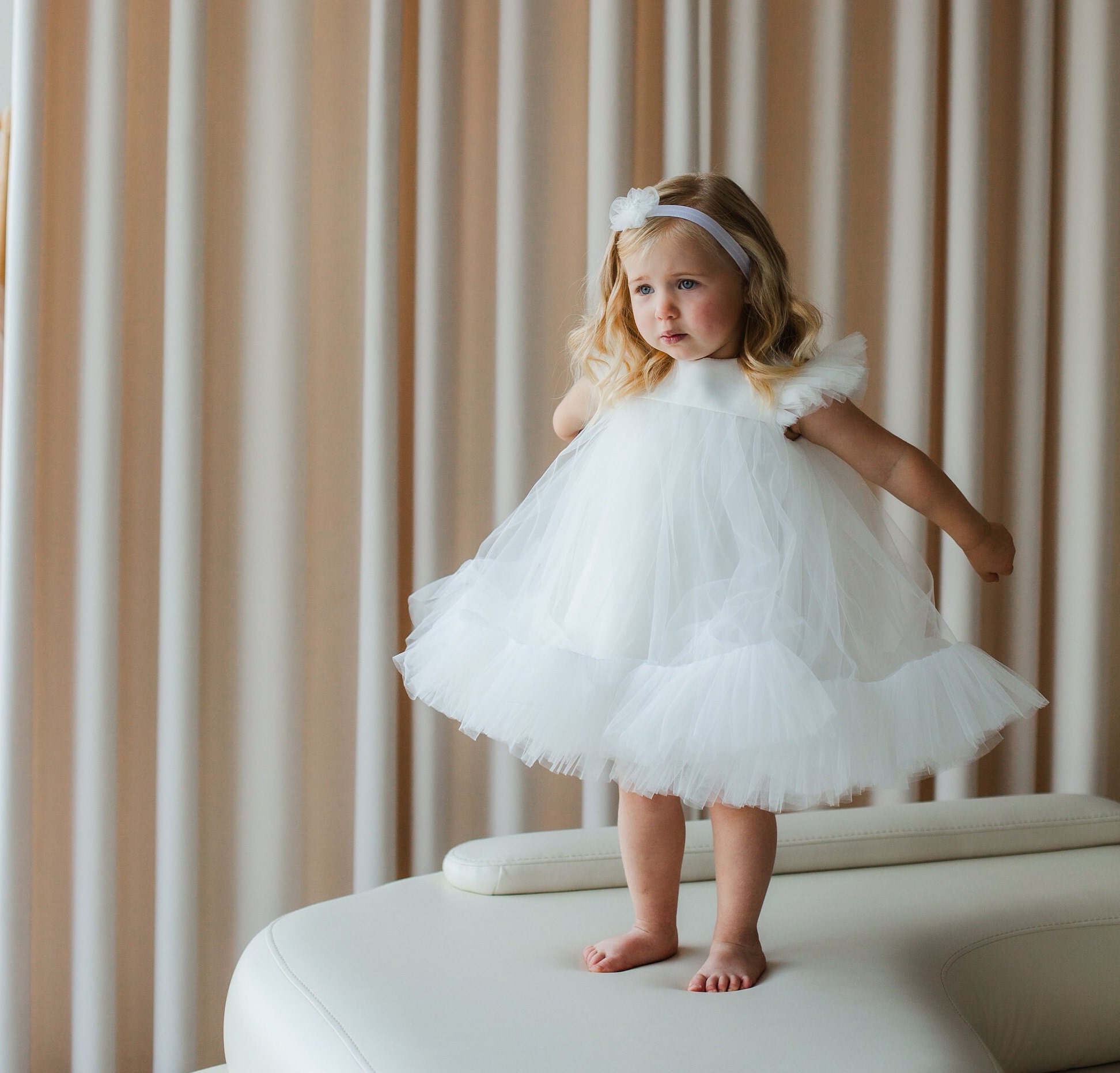 Ivory White Birthday Baby Girl Dress, Baptism, First Communion, Flower Girl, Formal Toddler Apparel, Infant Tutu Tulle Dress, Wedding Guest Ivory White Birthday Baby Girl Dress, Baptism, First Communion, Flower Girl, Formal Toddler Apparel, Infant Tutu Tulle Dress, Wedding Guest