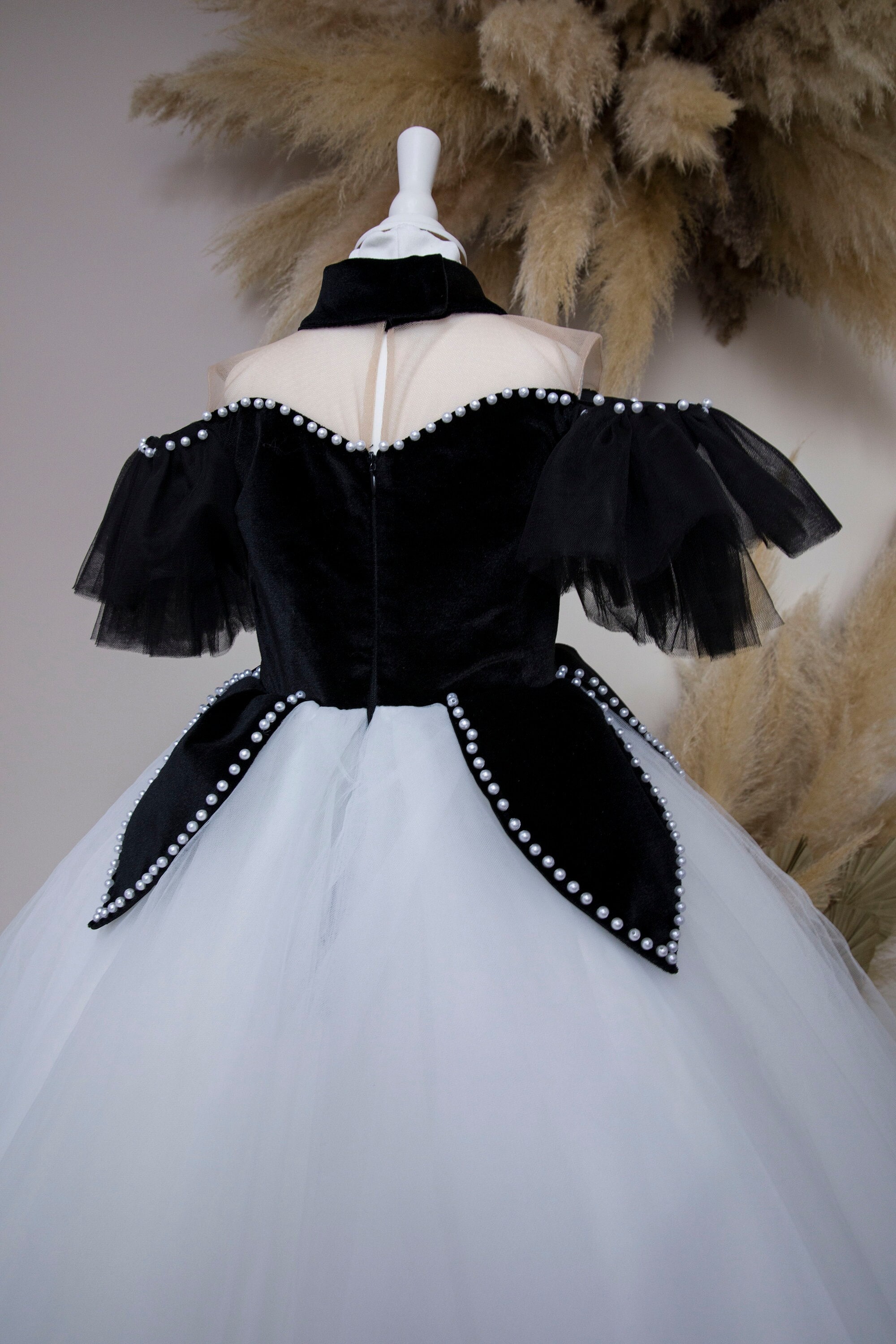 Peregrine Black & White Romantic Gown Tutu Dress For 11.5-12 Inch Dolls - Prom Ballet Outfit