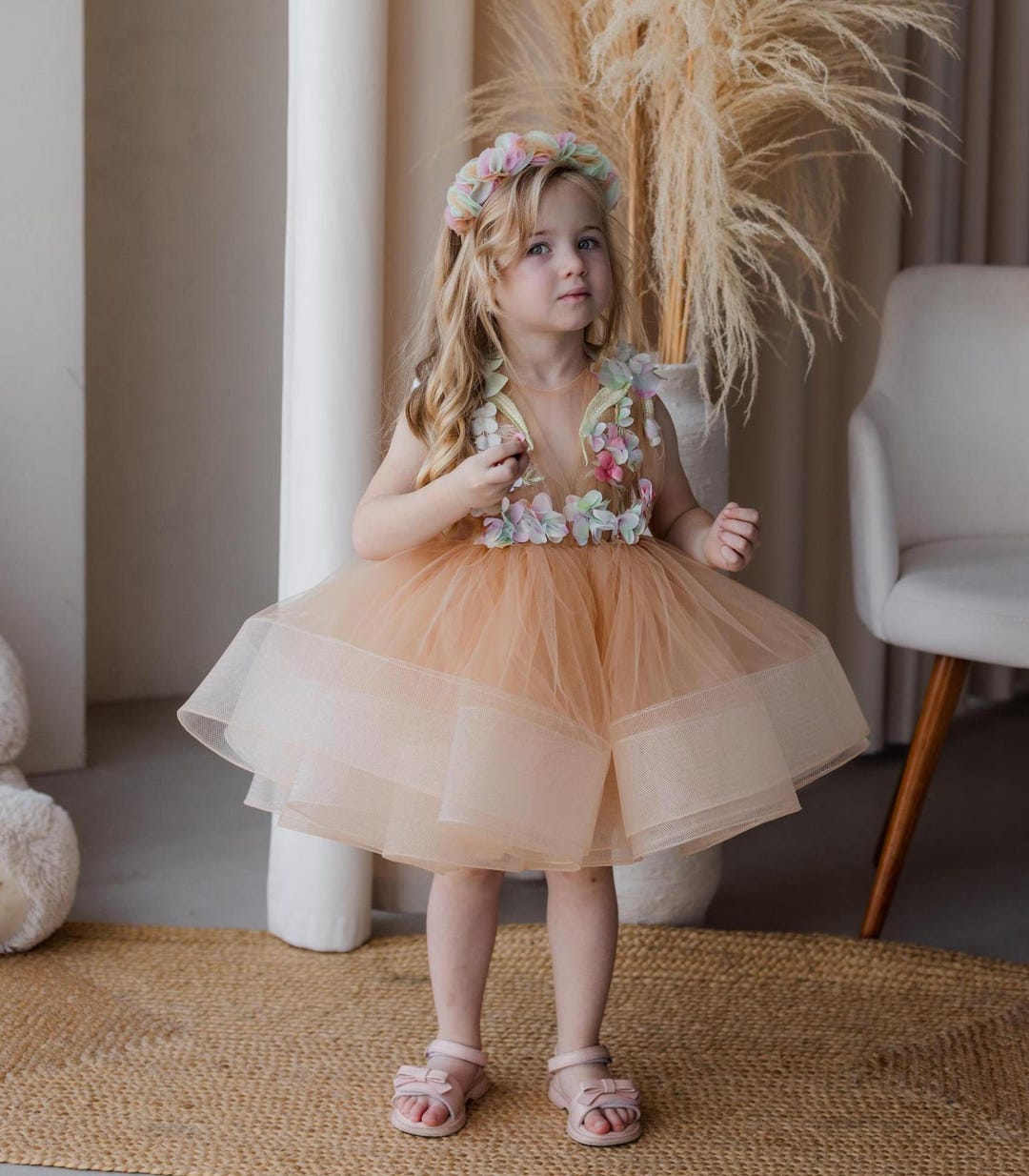 Champagne 1st Birthday Baby Girl Dress main image 0
