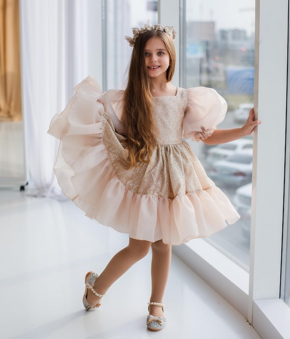 Gold Pink Birthday Girl Dress, Tutu Prom Gown, Flower Girl, Princess,  Graduation, Party Dress, Special Occasion Toddler Dress, Smash Cake - Etsy