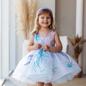 Ready To Ship, Mermaid First Birthday Dress, Festival Pageant Dress, Puffy Sparkling Dress, Marine Style Party Dress, Special Occasion