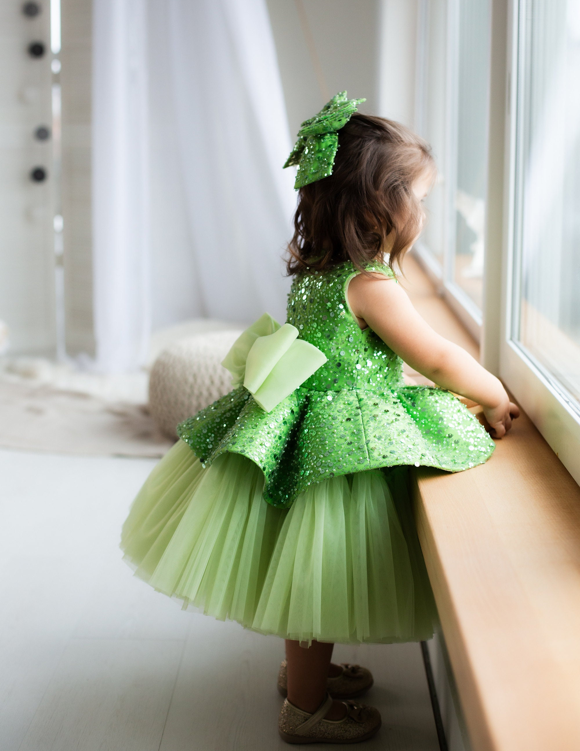 slim fit dress slacks Toddler Prom Dress Girl Easter Dress Birthday Party Dress Green Bow Sleeveless Dress, Green / 0-1 Year (80cm)