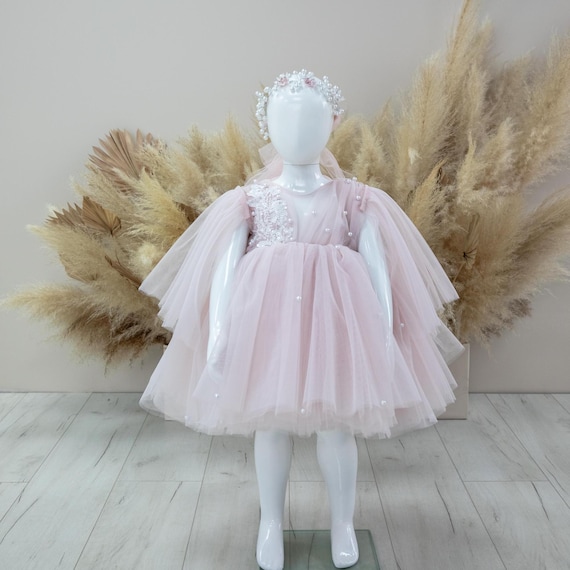 puffy pastel dress Soft Pink Event Dress,puffy Tulle Dress With Long Train,dresses With Puff  Sleeves,wedding Dress,prom Dress,pink Dress for Photo,corset Dress