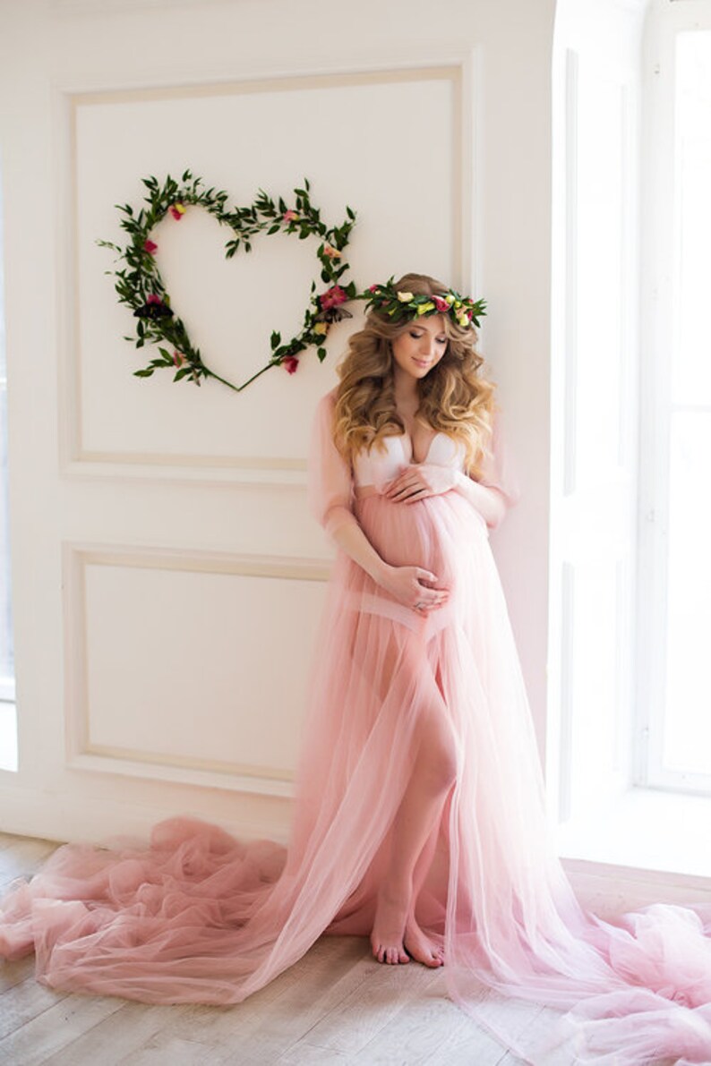 Maternity tulle dress photoshoot Maternity Boudoir blush | Etsy