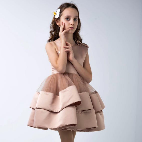 Graduation Knee Flower Girl Dress, Cappuccino Birthday Party Dress, One  Shoulder, Cake Smash Baby Outfit, Wedding, Pageant Toddler Look - Etsy  Canada