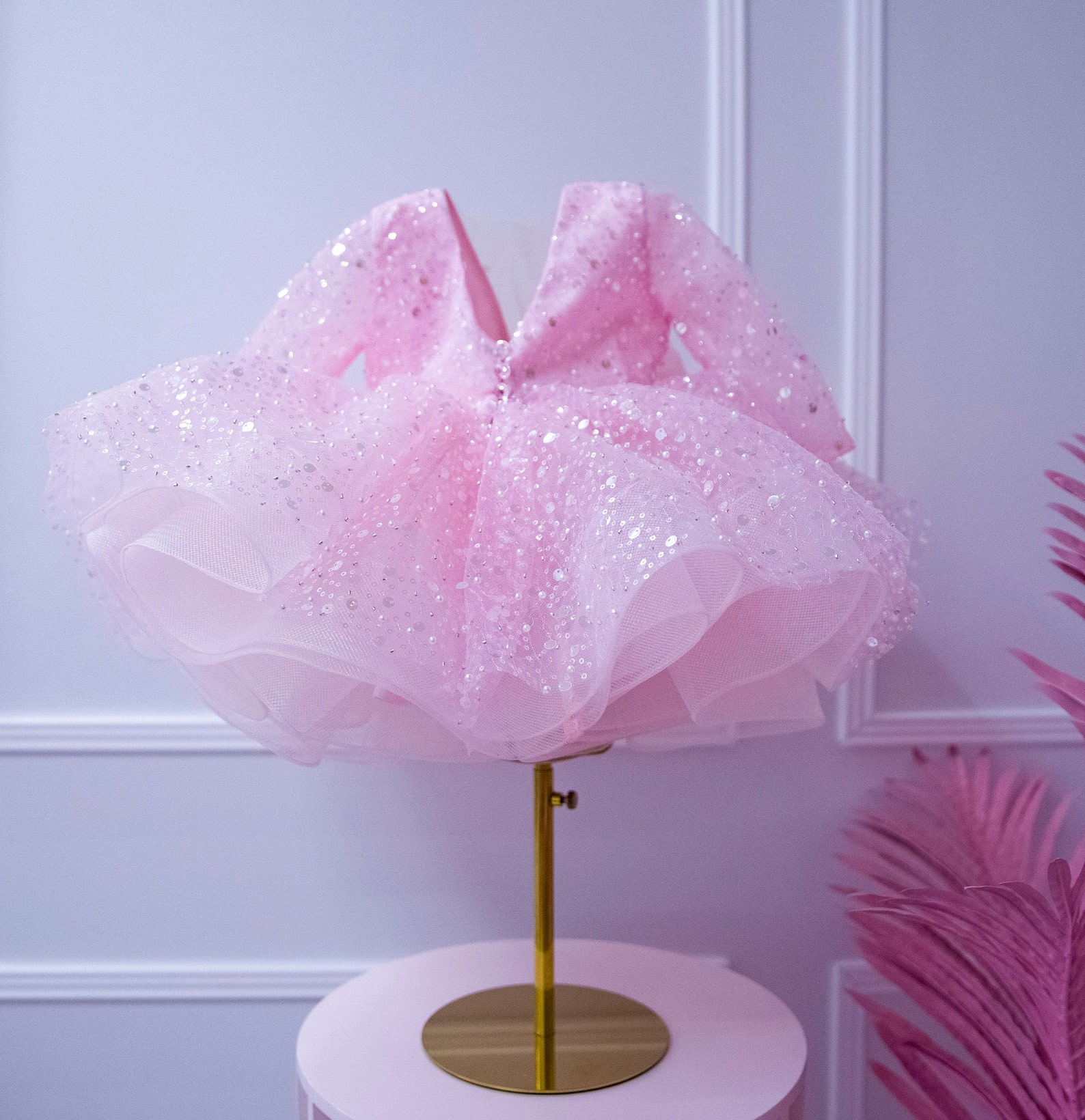 Pink Birthday Dress for Toddler Tutu Sequined Flower Girl Etsy