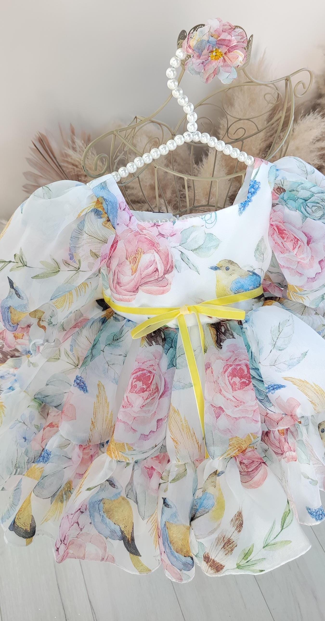 Girls Dress Toddler Kids Baby Girls Long Sleeve Tulle Patchwork Flower Bow Dresses Clothes Red 3 Years 4 Years
