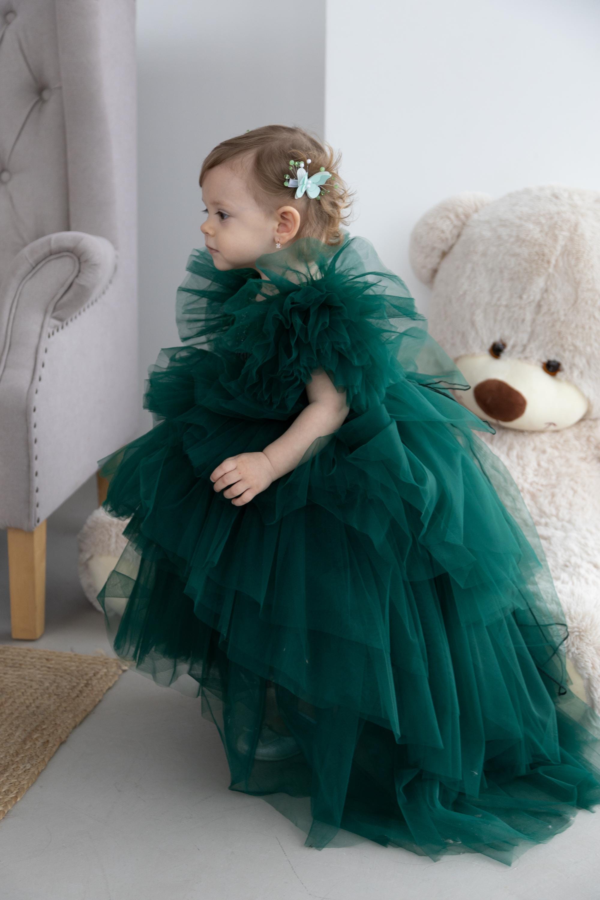 Emerald Green Green Dresses For Little Girls Emerald Green Girls Silk  Formal Smocked Dress