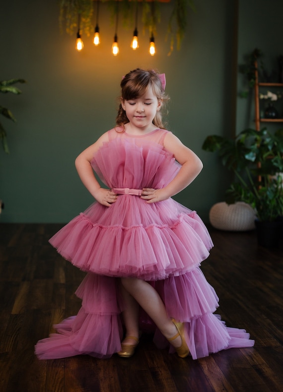 Birthday Girl Dress, Mauve Tutu Dress, Flower Girl Dress, Girl Doll Dress, First Birthday Dress, Tulle Knee Dress, Flower Girl Dress