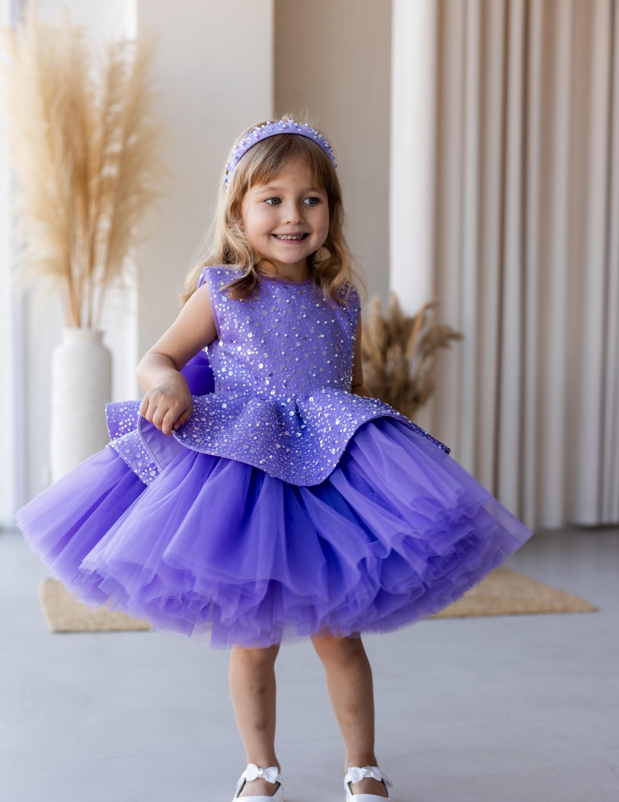purple birthday dress First Dress, Sparkling Party Girl Dress, Peplum Dress, Tutu Tulle Baby Dress, Prom Toddler Dress, Formal Event Baby Specially designed of unique epos:Special:N 60s Yellow Dress, Mod Sizes for daughter's dress:80 cm