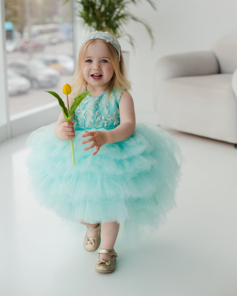 NINI TURQUOISE FLORAL BABY DRESS main image 1