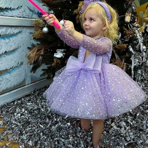 Lilac Birthday Girl Dress, Flower Girl Dress, Tutu Toddler Dress, Sequin Baby Dress, Long Sleeve, Sparkly Prom Gown, Special Occasion Dress Lilac Birthday Girl Dress, Flower Girl Dress, Tutu Toddler Dress, Sequin Baby Dress, Long Sleeve, Sparkly Prom Gown, Special Occasion Dress