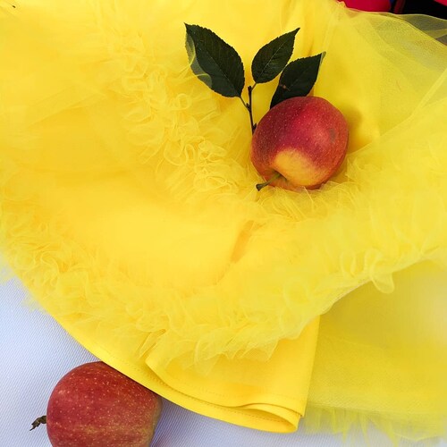 Birthday Snow White Girl Dress, Tutu Middle Calf Dress, Fairytale Costume, Pageant Yellow Tulle Dress, Photoshoot shops Christmas Baby Dress