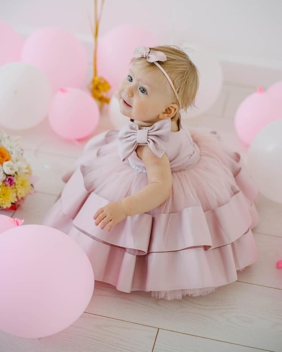 Tutu First Birthday Dress, Flower Girl Dress, Puffy Baby Dress