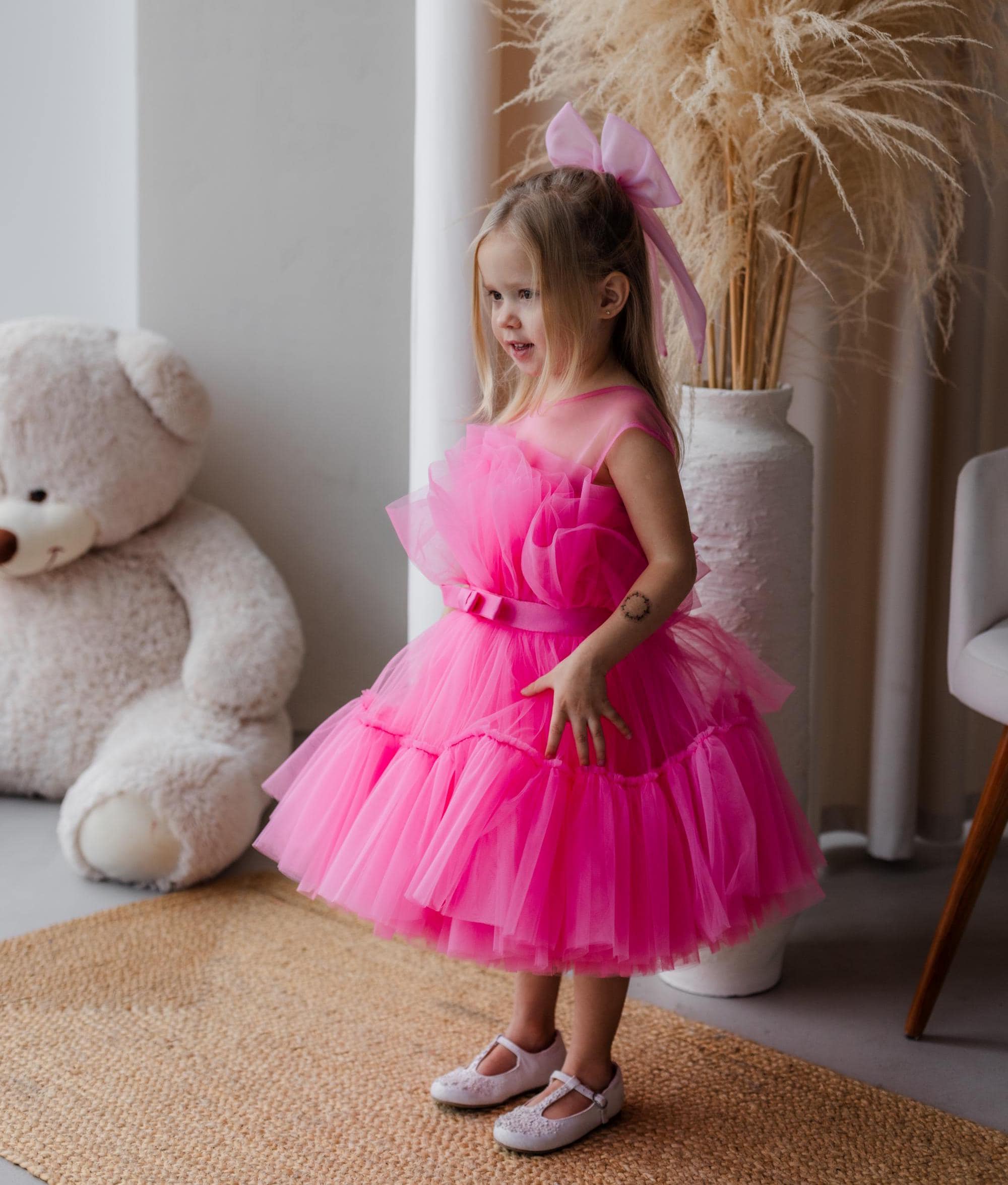 childrens pink prom dresses Kids Princess Flower Girls Prom Long Dress Pageant Wedding Bridesmaid Ball Gown