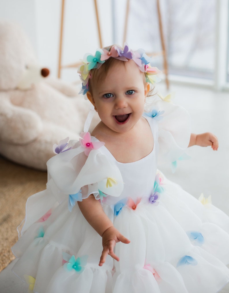 Large butterfly wing dress, girl's rose dress, birthday party baby dress main image 1