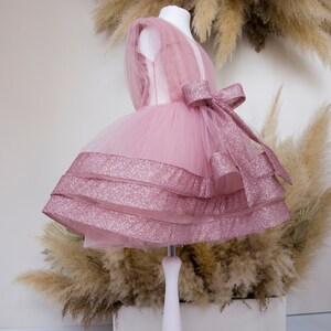 Mauve Birthday Girl Dress, Sparkling Baby Dress, Tutu Prom & Flower ...