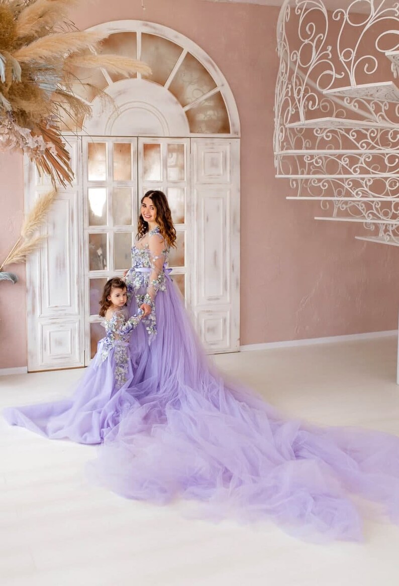 Baby shower dress photoshoot woman dress Handmade lace dress with sweep long train pregnancy woman photoshoot maternity photoshoot dress