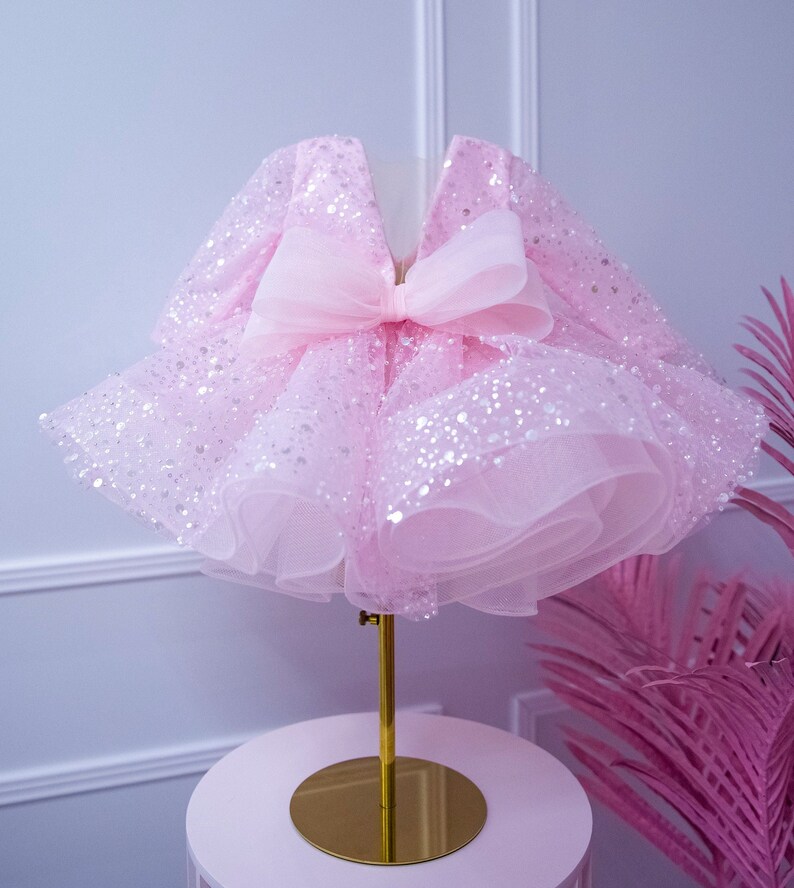 Pink Birthday Dress for Toddler Tutu Sequined Flower Girl Etsy