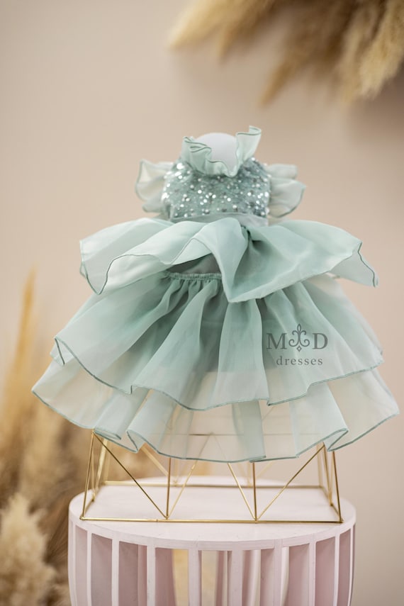 sage green dog dress Emerald Green Floral Pet Gown