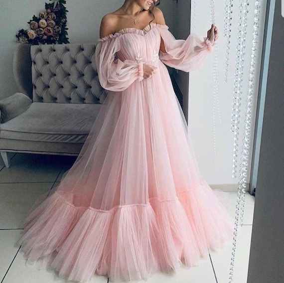 Off the Shoulder Dress for Wedding Guest Fluffy Tulle Dress for