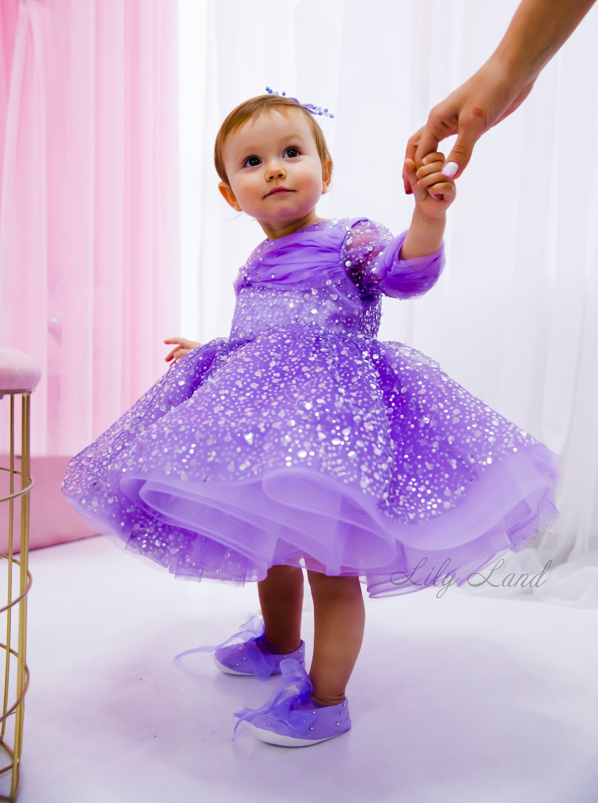 purple birthday dress Girls Princess Ball Gown Party Dress Size 2 / Other Girls Birthday Purple Dress Flower