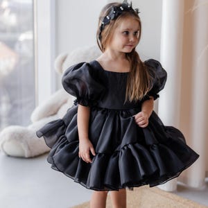 Ready to Ship - Black Birthday Dress, Flower Girl, Puffy Prom Gown, Pageant Baby Dress, Formal Graduation Special Occasion Smash Cake Dress
