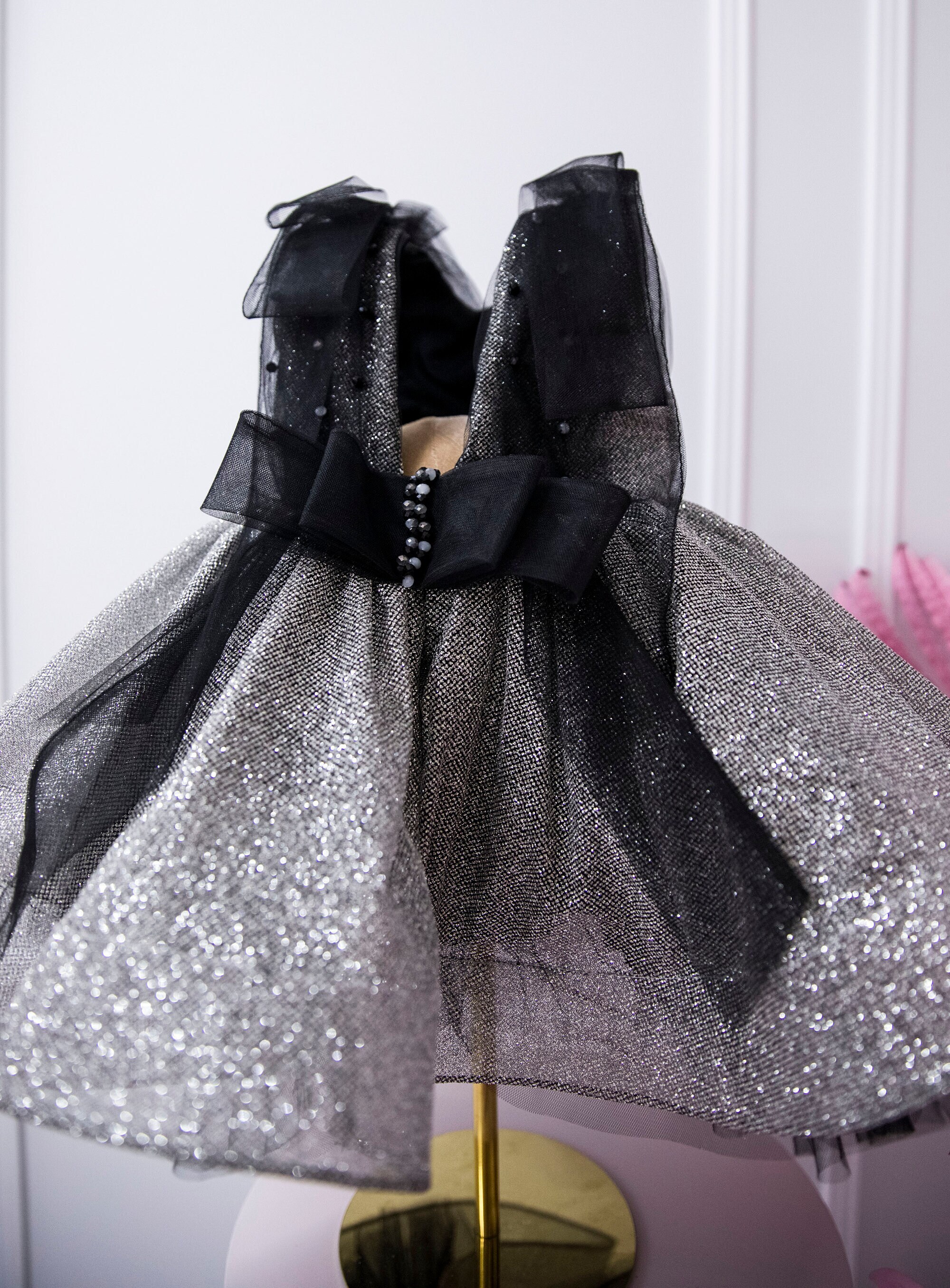 Silver Black Birthday Girl Dress, Grey Glitter Flower Girl Dress, Tutu Toddler Dress, Prom Gown, Smash Cake Photo, Special Occasion Outfit