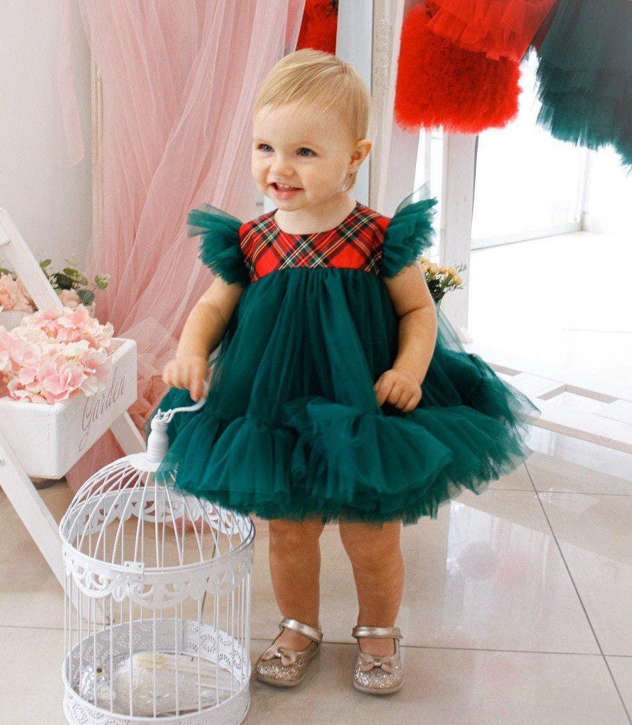infant green christmas dress