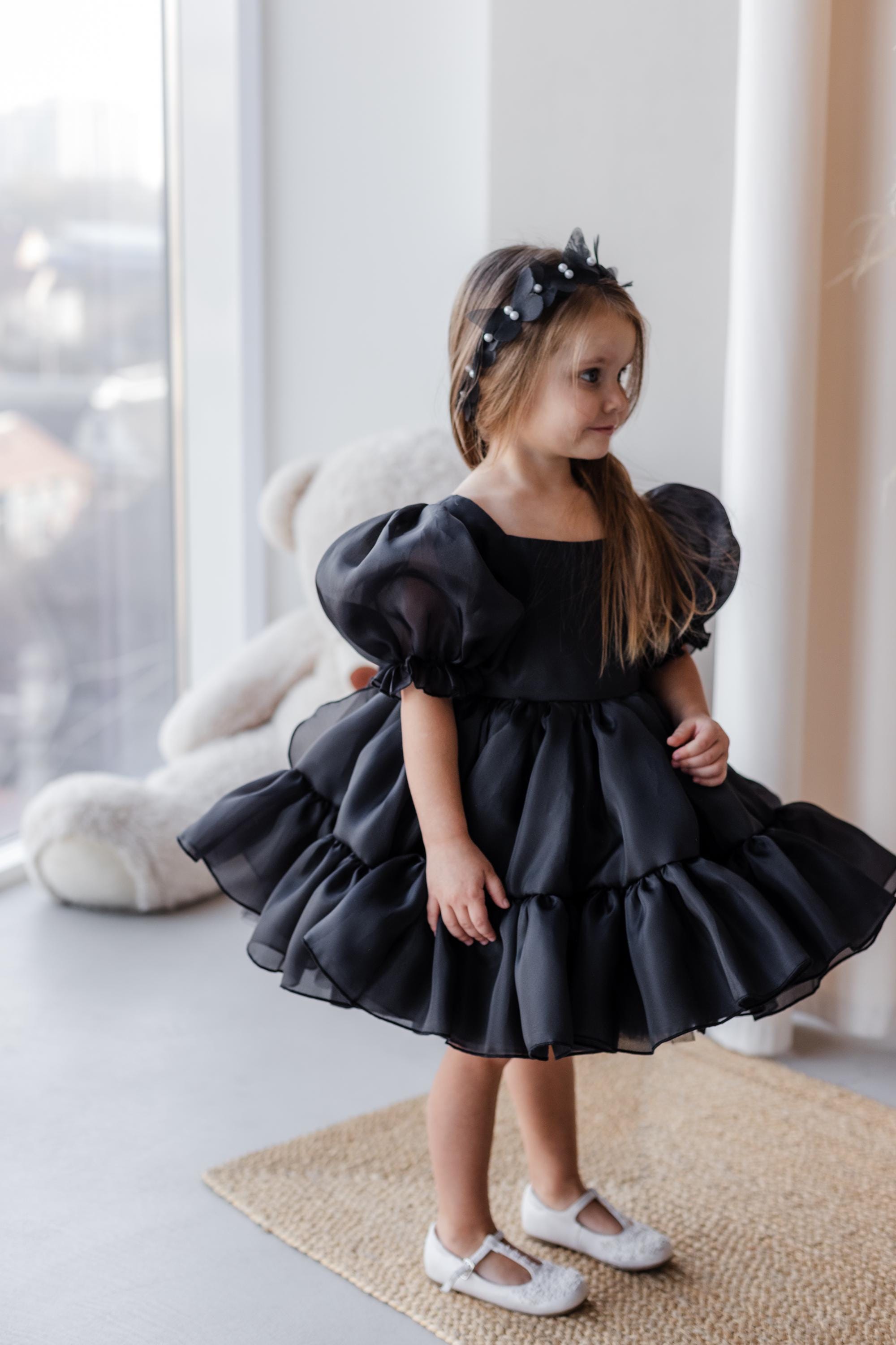 baby black dress Bamboo Twirl Dress in Midnight by Kyte Baby