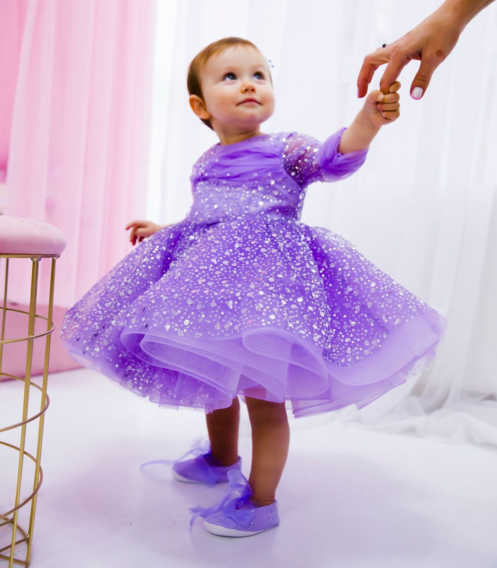 Sparkling Baby Dress, First Birthday Dress, Champagne Tutu Toddler ...