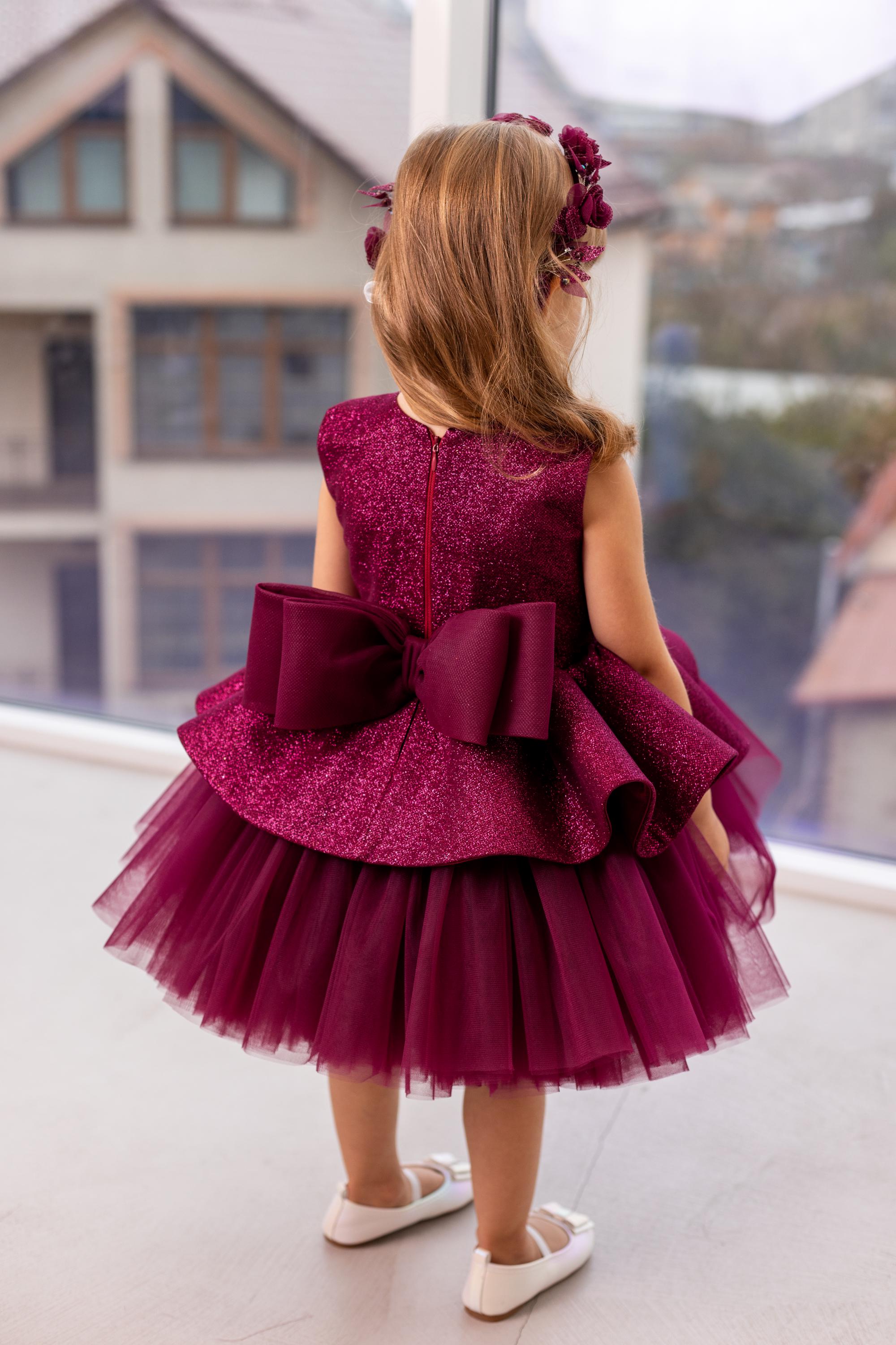 Burgundy Red First Birthday Dress, Festive Toddler Dress, Party Girl Dress,  Sparkling Peplum Gown, Tutu Dress for Sisters, Graduation Dress - Etsy