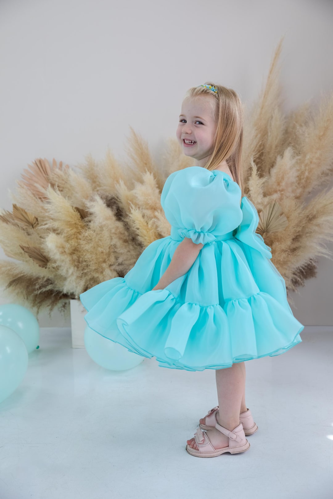 DRESS & Fleur Baby Girls Dress Set with Teddy Bear in Blue