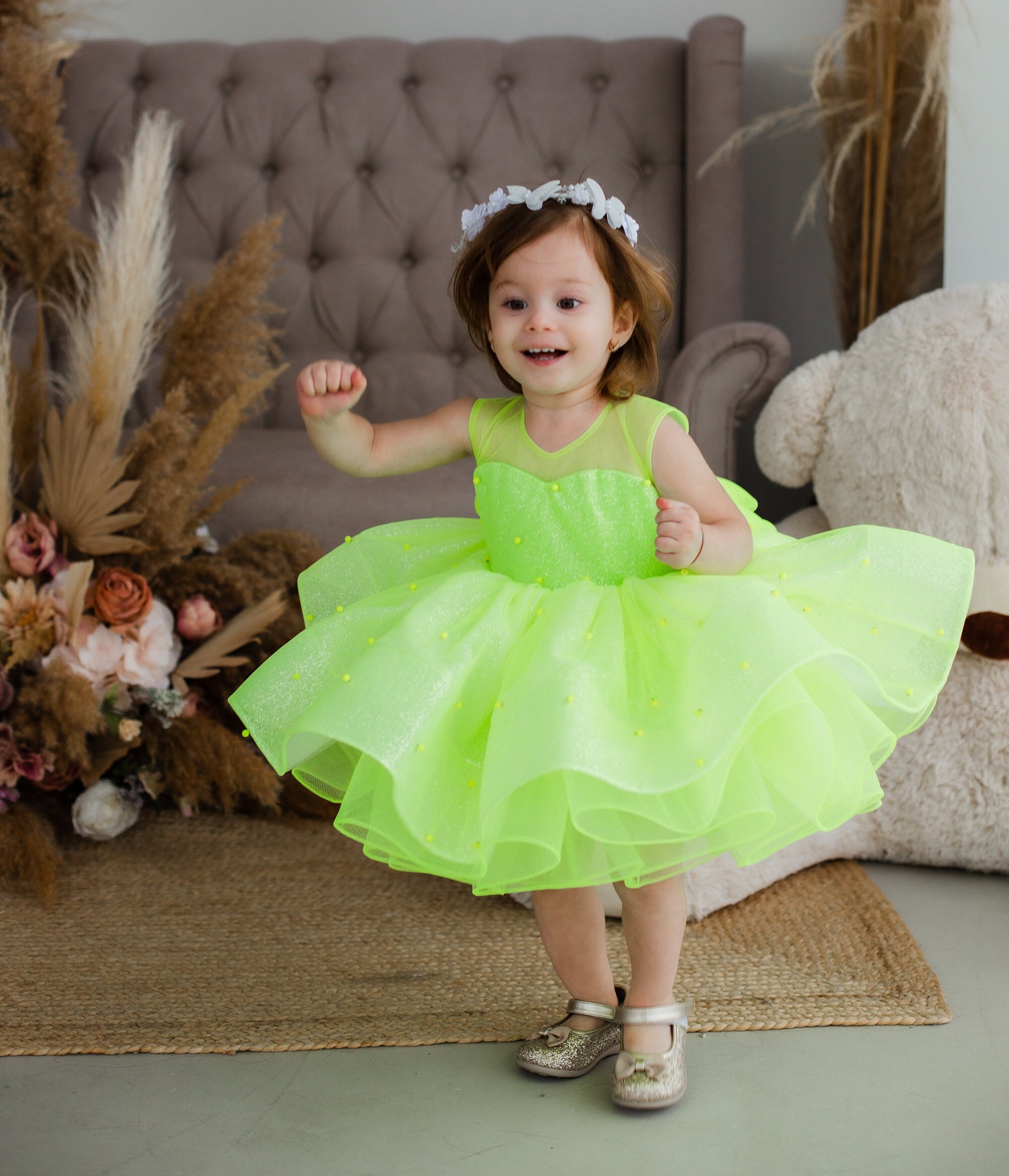 lime green tutu dress Girls' Sleeveless Mod Twirl Dress