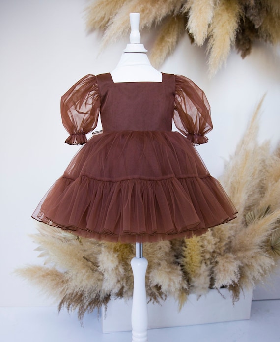 BROWN TULLE SKIRT, BABY BROWN TULLE SKIRT, BABY