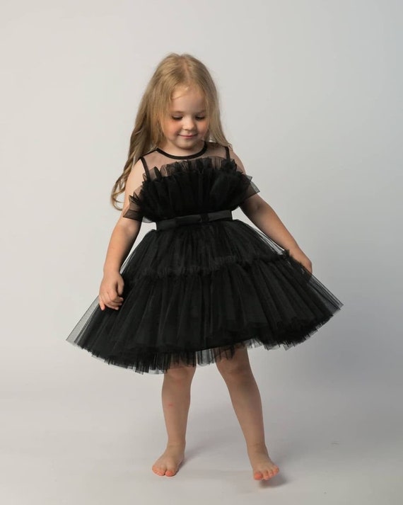 Black Baby Girl Dress Birthday Girl Dress Short Puffy Tutu Etsy