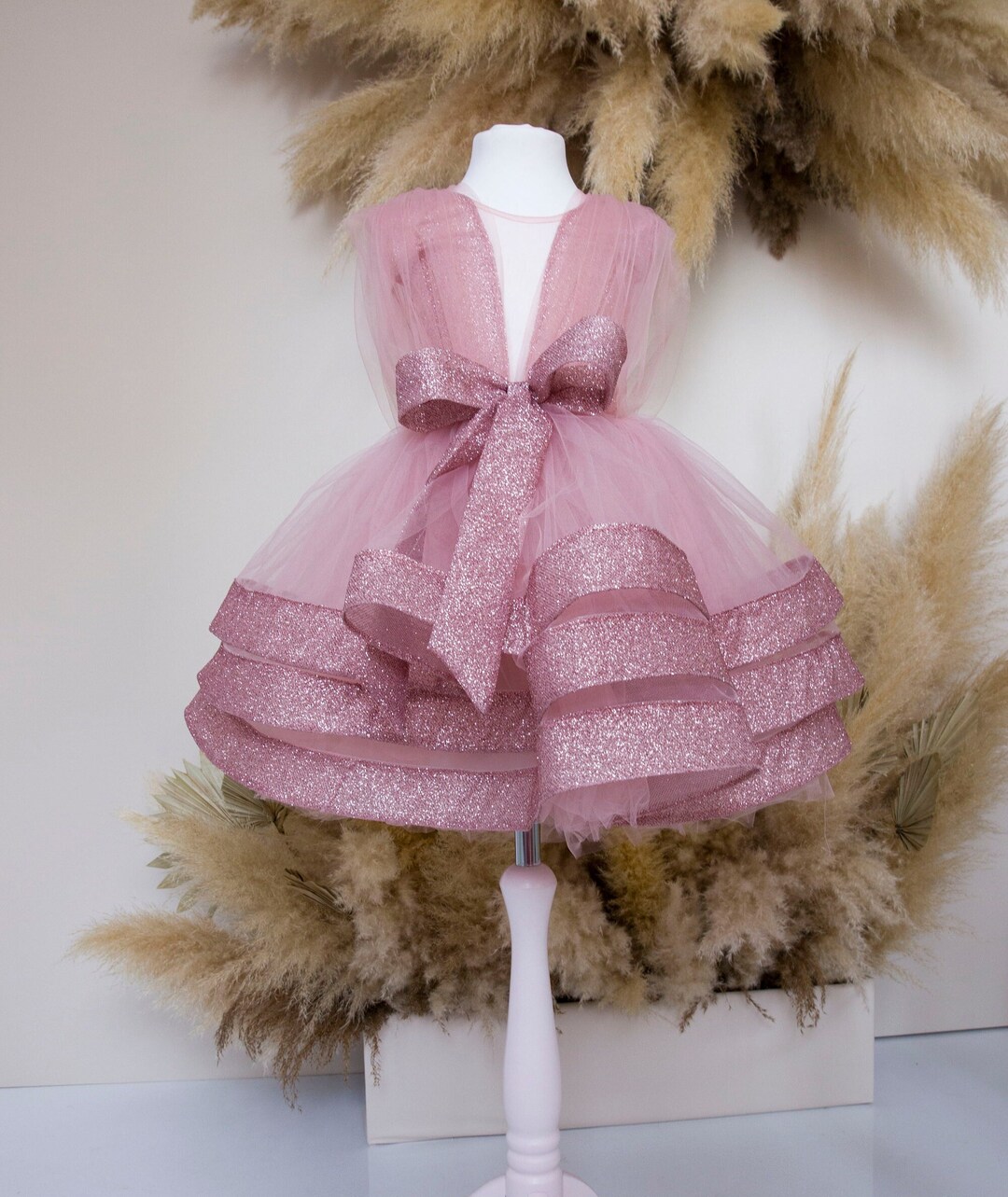 Mauve Birthday Girl Dress, Sparkling Baby Dress, Tutu Prom & Flower ...