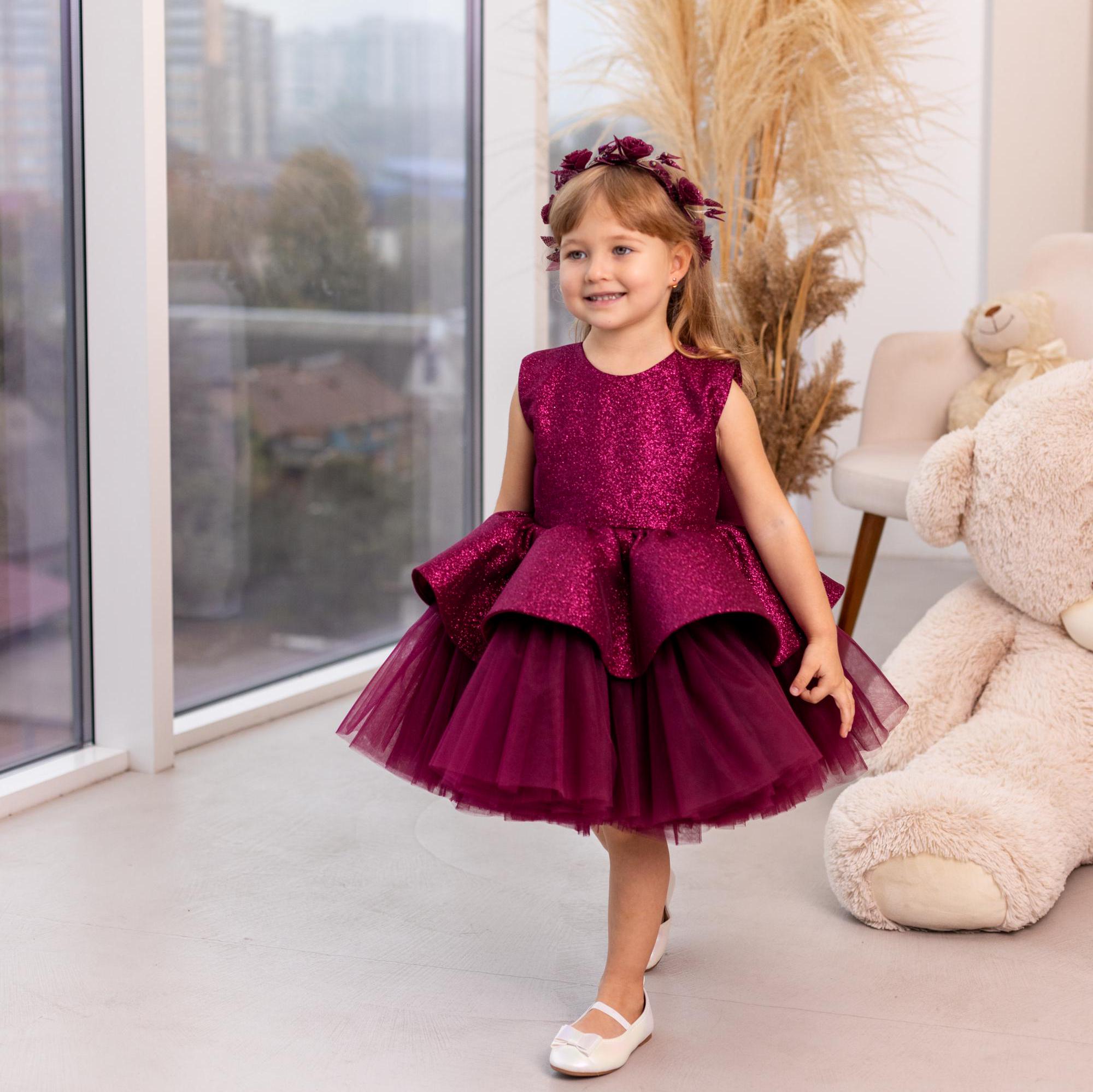 birthday dresses burgundy Burgundy Red First Birthday Dress, Festive Toddler Dress, Party Girl Dress, Sparkling Peplum Gown, Tutu Dress For Sisters, Graduation Dress