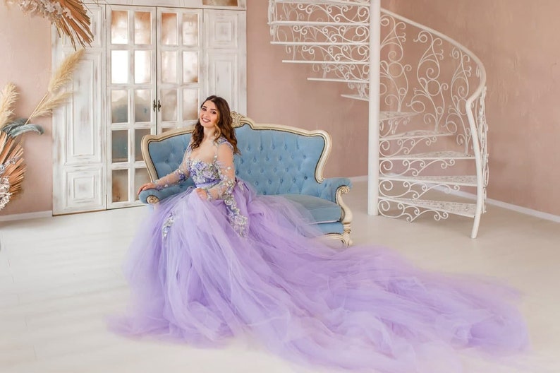 Baby shower dress photoshoot woman dress Handmade lace dress with sweep long train pregnancy woman photoshoot maternity photoshoot dress