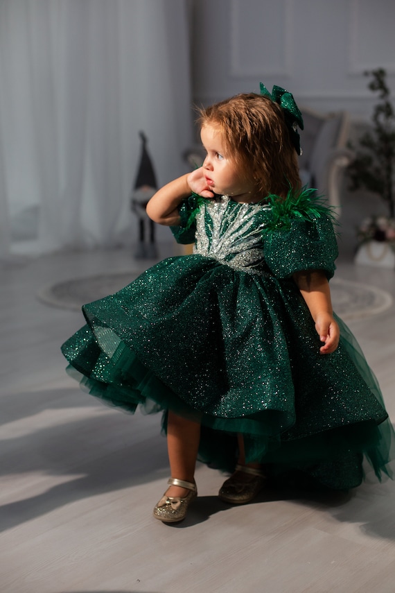 Ready to Ship Size 2T Green Christmas Photoshoot Gown Baby Girl Tutu Sparkling Dress Graduation Prom Birthday Dress Special Occasion Etsy