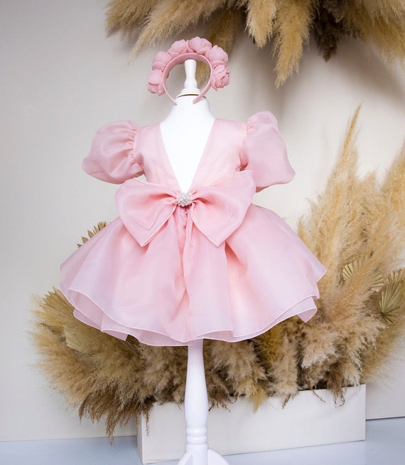 Blush First Birthday Dress, Doll Baby Gown, Tutu Flower Girl Dress, Short Puffy Sleeve, Organza Toddler Dress, Baptism Dress, Prom Dress Blush First Birthday Dress, Doll Baby Gown, Tutu Flower Girl Dress, Short Puffy Sleeve, Organza Toddler Dress, Baptism Dress, Prom Dress