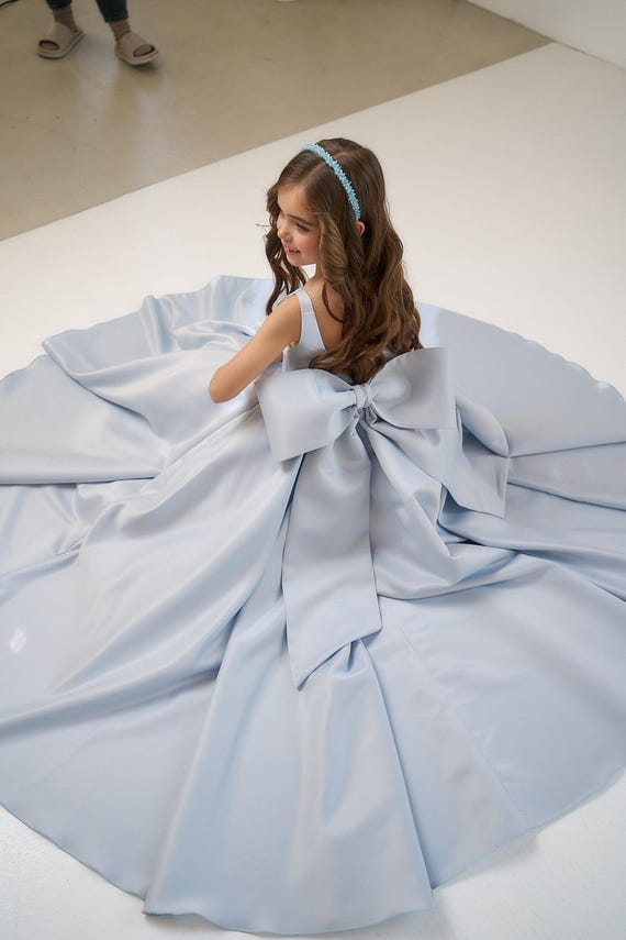 junior long dress Junior Bridesmaid Long Sleeve Sparkly Ball Gown
