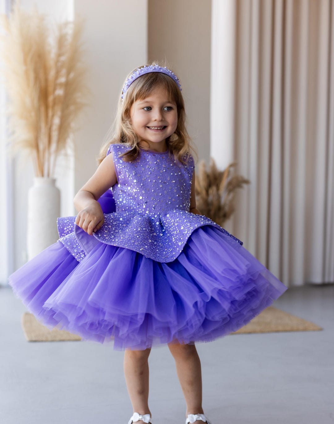 purple dress for 18th birthday Purple lace tulle long sleeves Fancy dress for special occasion bridesmaid party wedding pageant first communion photoshoot Christmas
