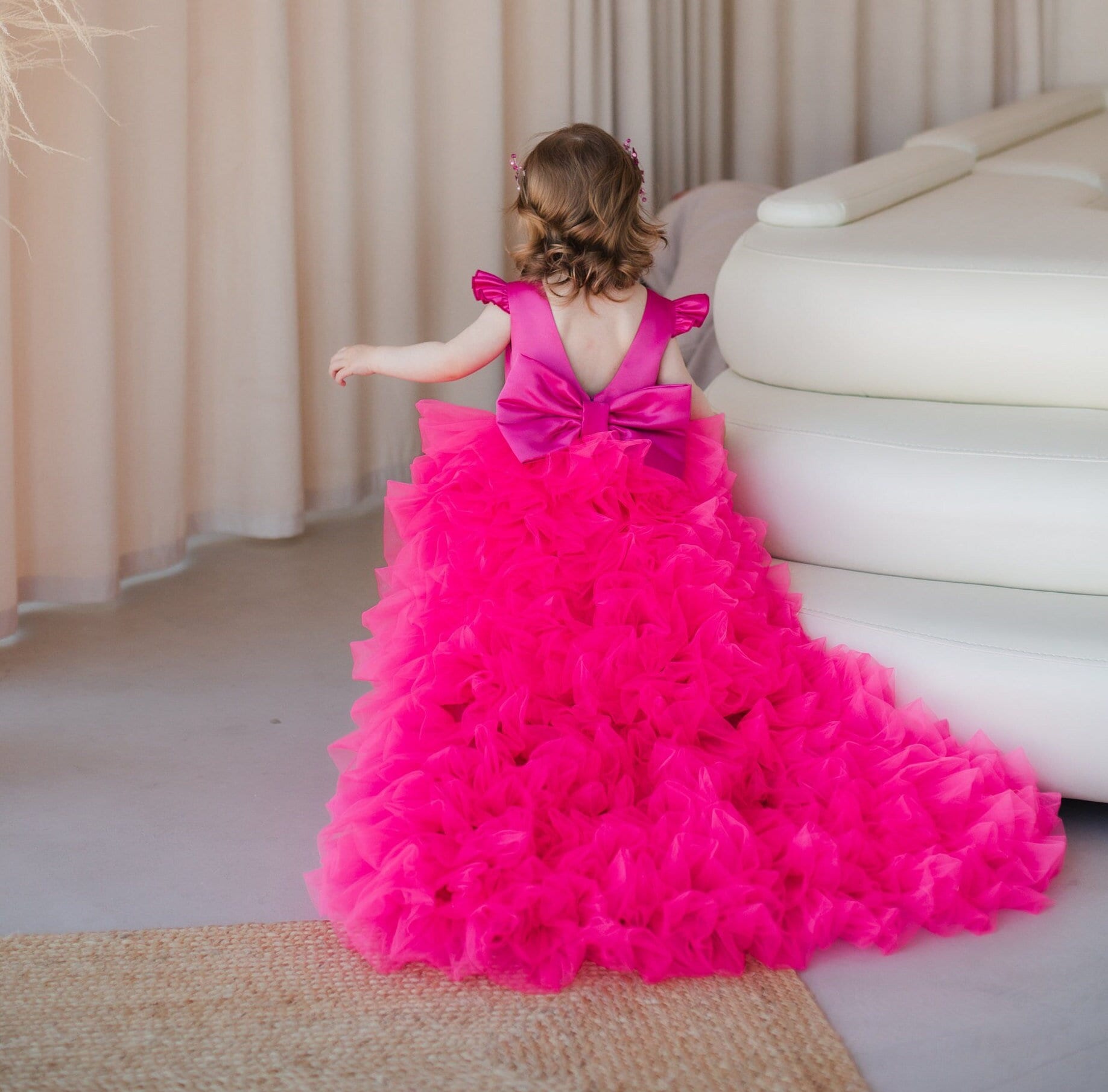 Ruffled Puffy Orange Layered Unusual Long Prom Dress - VQ