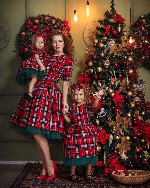 Plaid Christmas Matching Dresses Plaid Mother and Daughter - Etsy