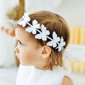 Flower Girl Butterfly Headband, White Butterfly Hair Accessories, Birthday Girl Headband, Bridal Hair Band, Special Occasion Hair Ornament